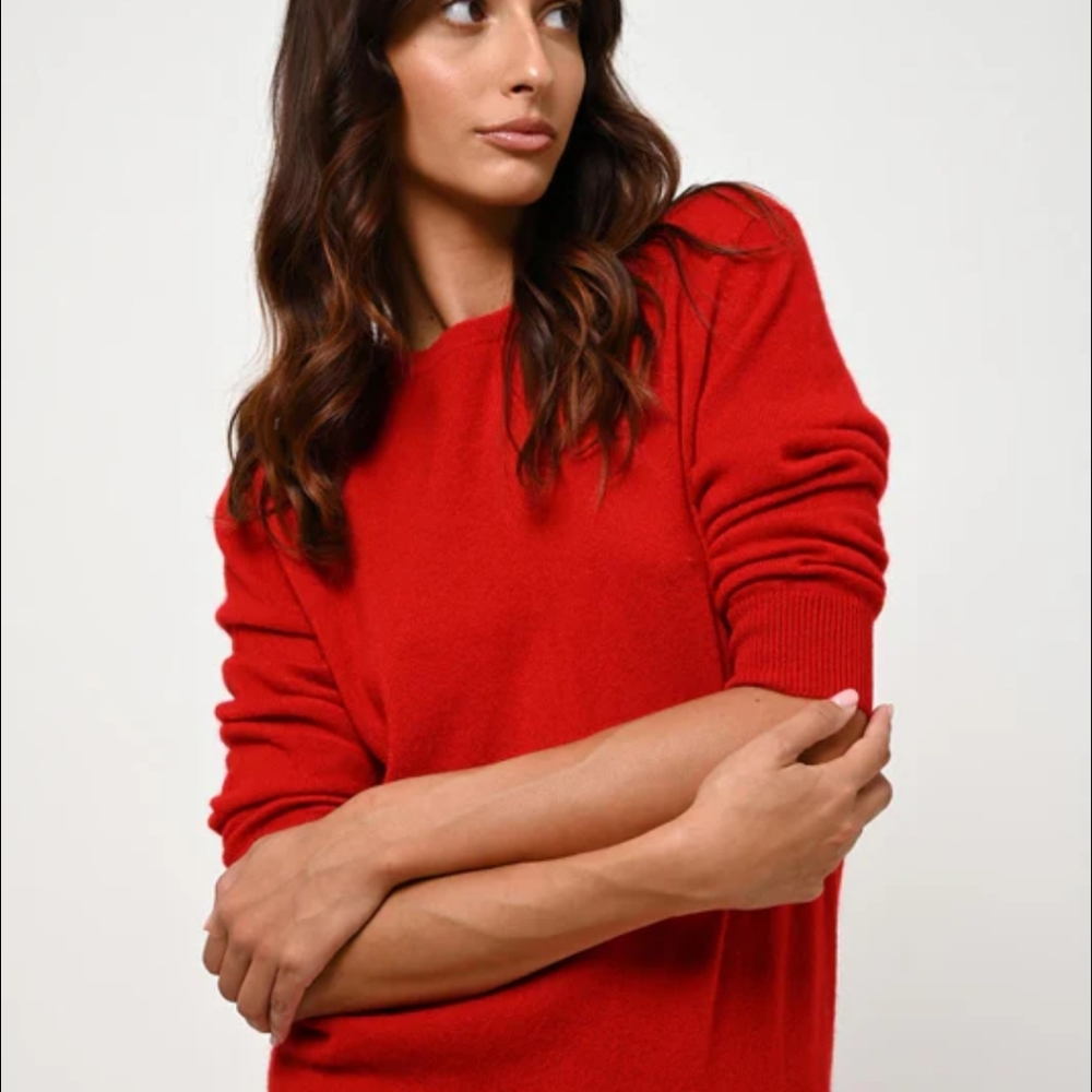 christmas sweater Selected Femme Wool Blend Vibrant Red Women's Crew  Sweater